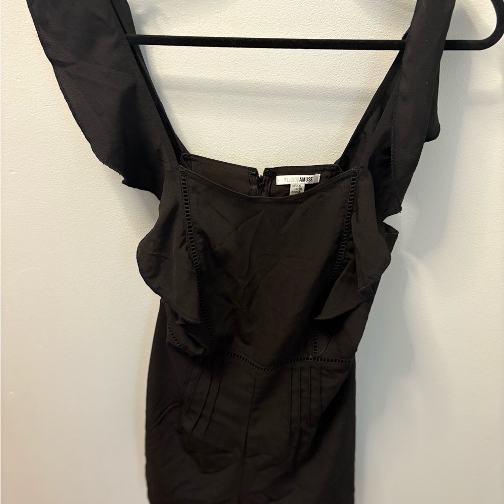 MUSE Elegant Black Ruffle Mini Romper